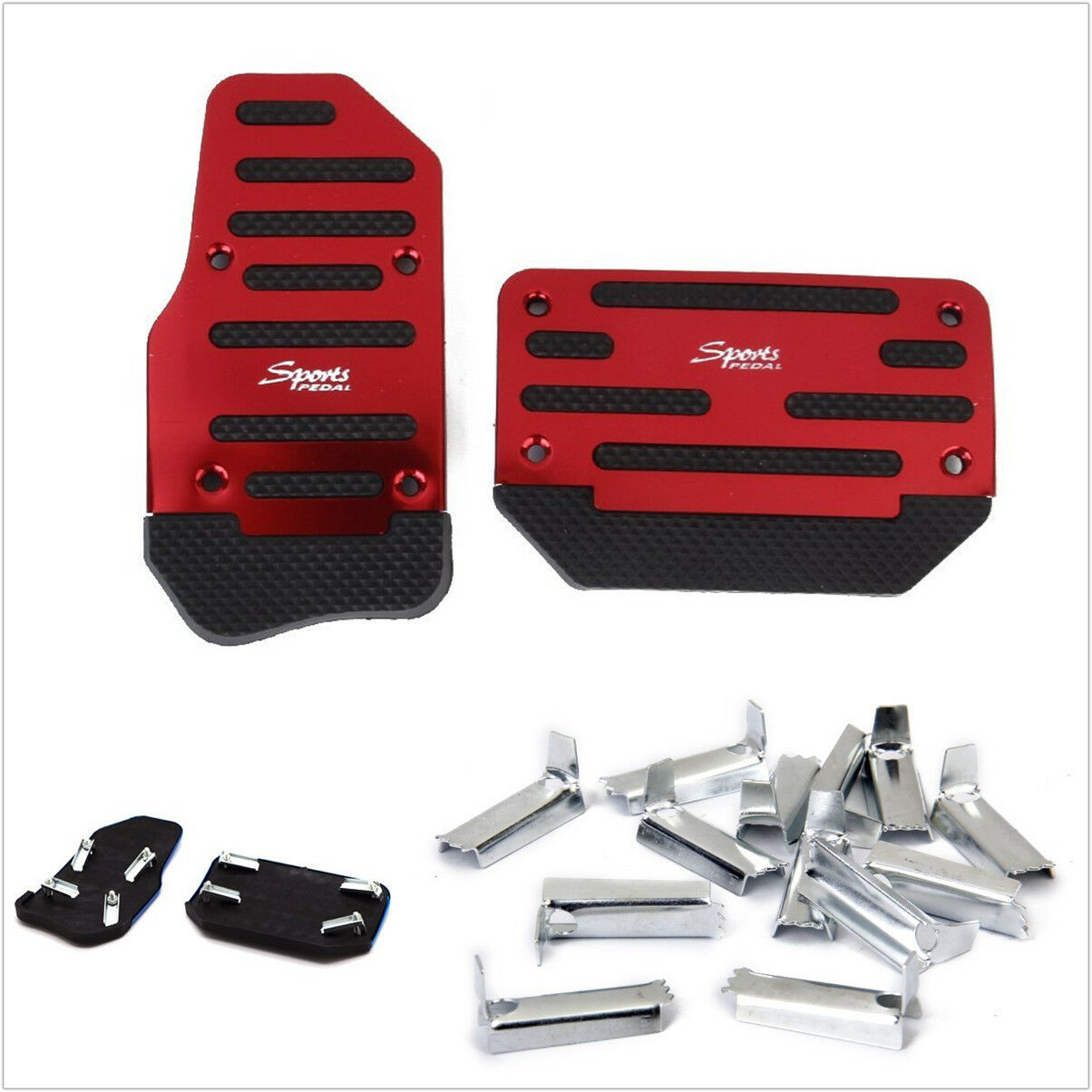 2x Red Non-Slip Treadle Automatic Car SUV Brake Accelerator Foot Pedal Pad Cover