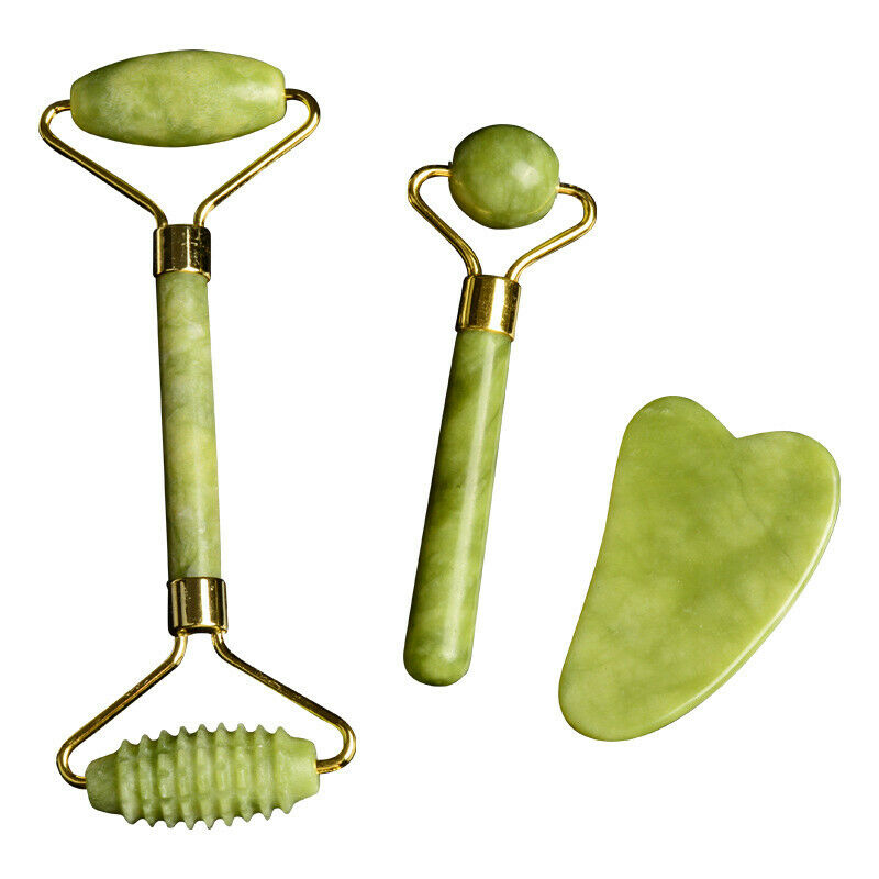 Face Body Massager Natural Gua Sha Jade Stone Roller Women Facial Massage T Gy