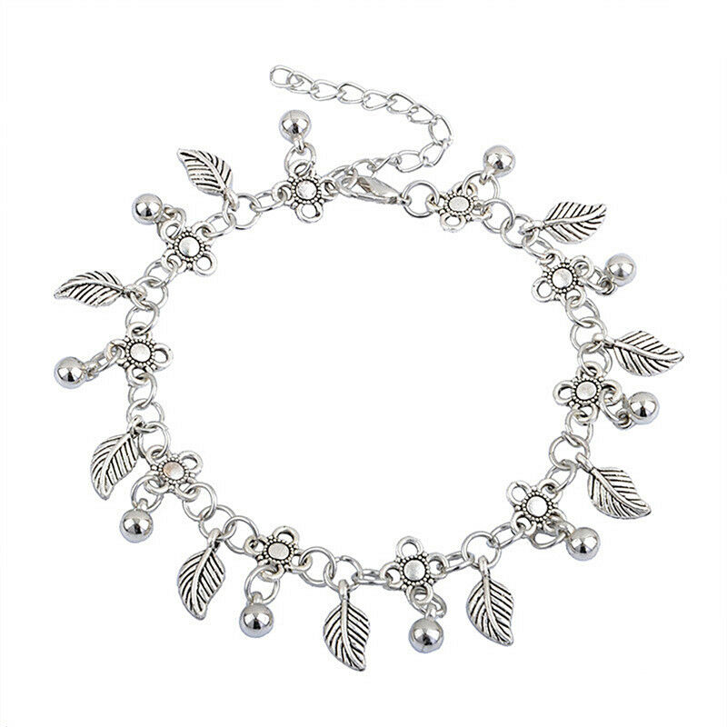 Hot Retro Metal Water Drops Leaf Tassel Anklet Chain Bohemia Anklet Jewelry Pb