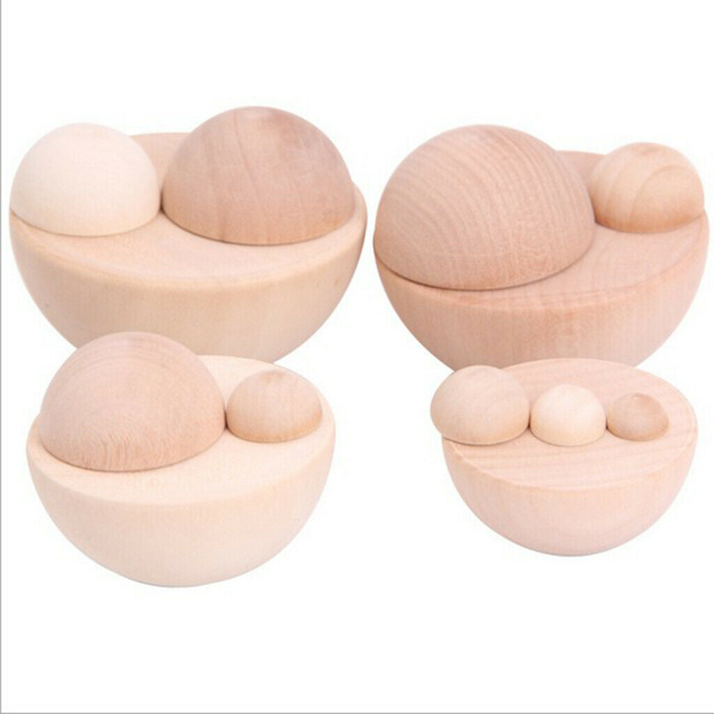 50pcs Wood Half Split Balls Hemisphere Half Craft Ball Kids DIY Projects 1cm