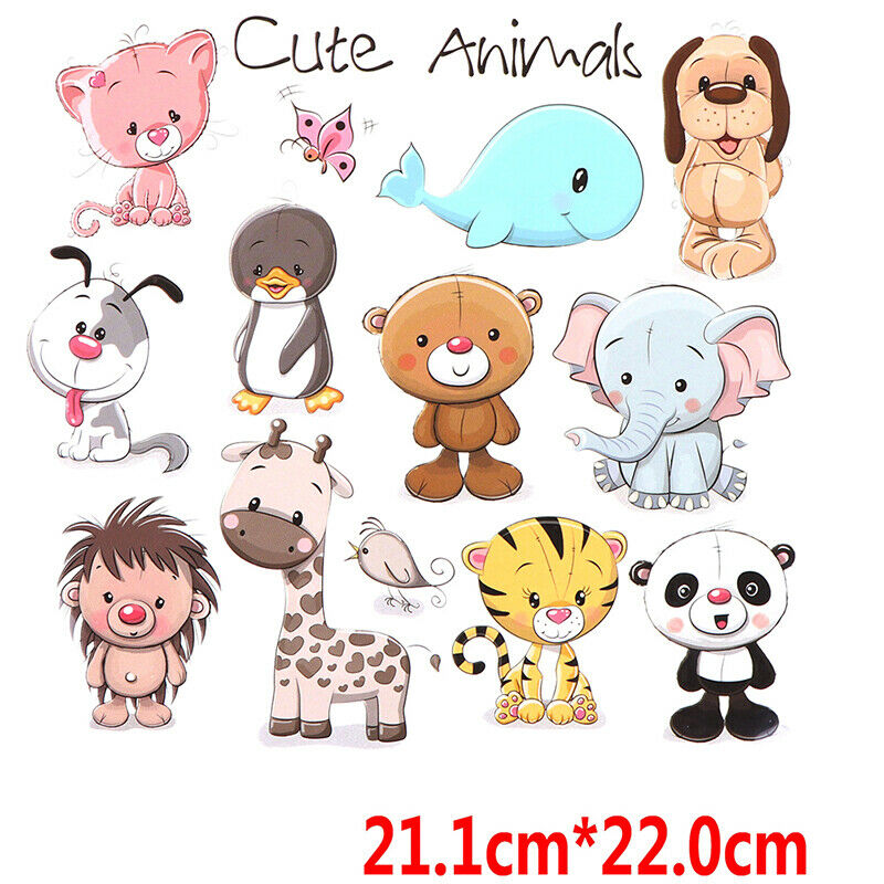 Cute Animals Iron on Patches Washable Heat Transfer Stickers T-shirt Applique WF