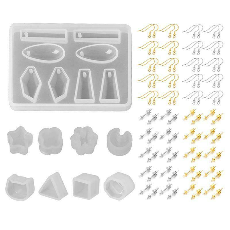 Earrings Epoxy Mold Set DIY Stud Earring Jewelry Making Material Ear Hook