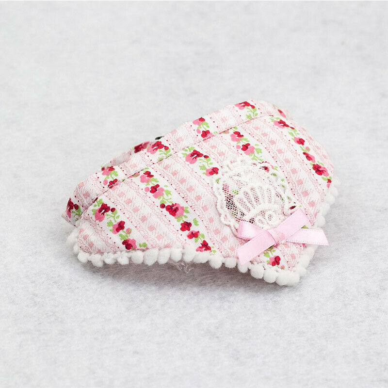 Pink Floral Pattern Dog Collar Lace Bowtie Stretchable Puppy Saliva Towel-S