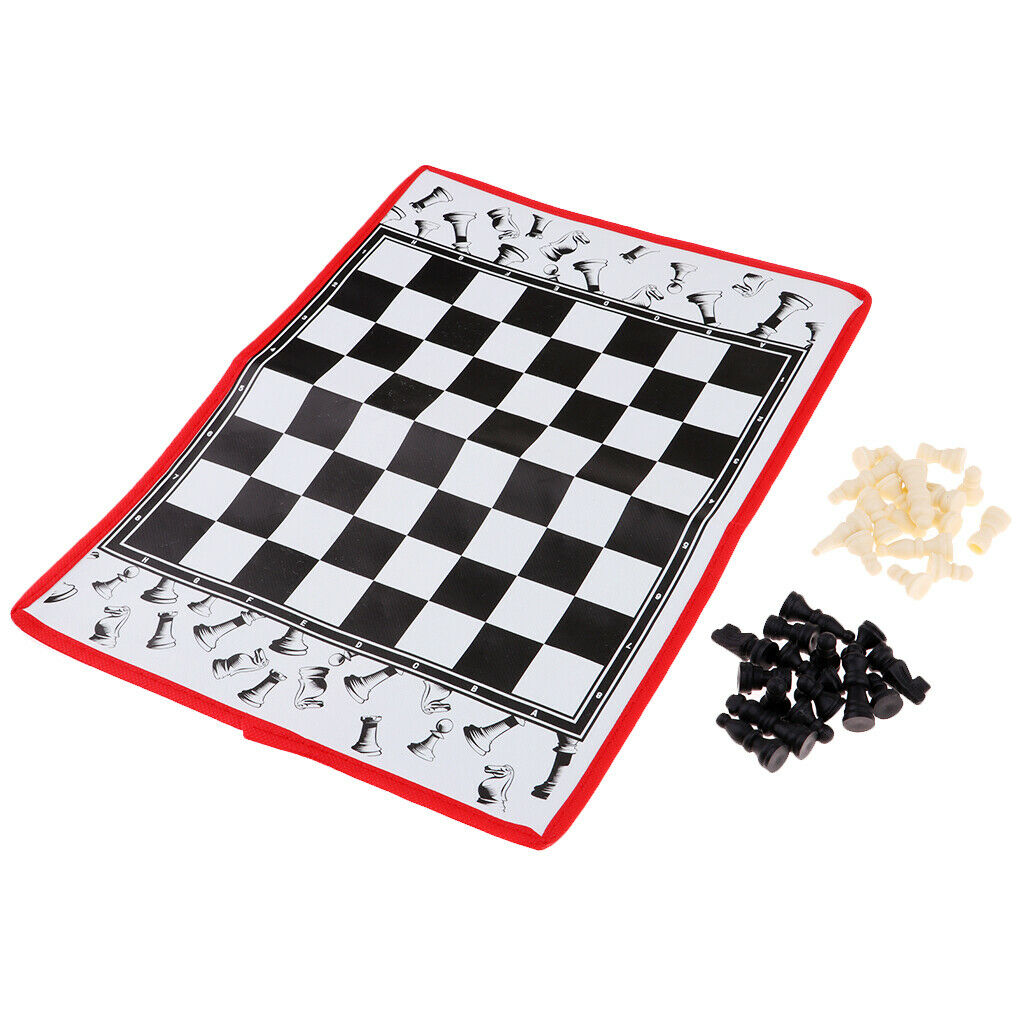 Portable Folding International Chess Game Board 35x26.5cm + Chess Pieces