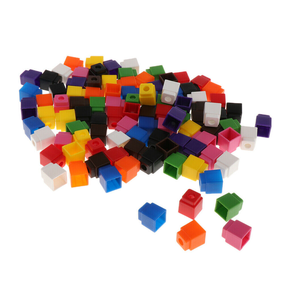 100 Pack Early Education Kids Math Link Cubes Teaching Aids Starter 4-Color
