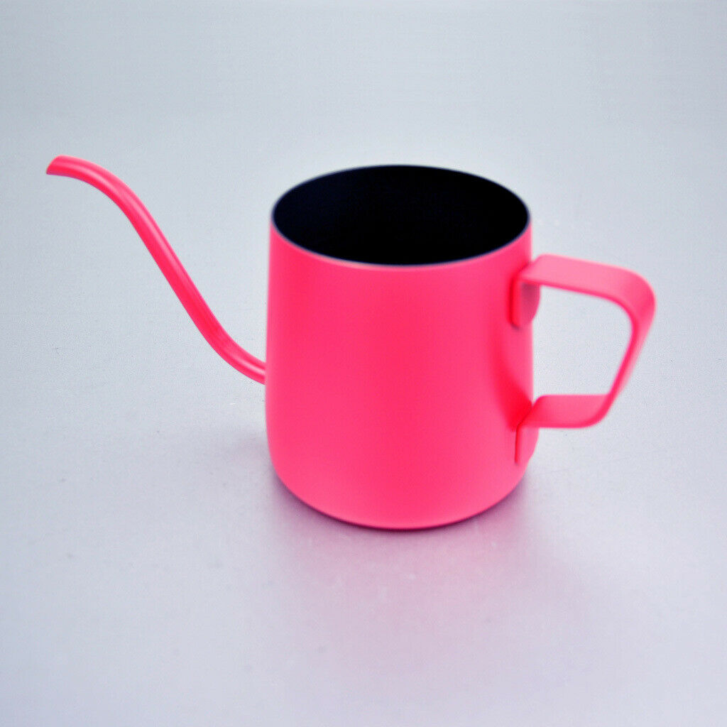 Stainless Steel Pour Over Drip Kettle Narrow Spout Coffee Pot 350ml Rose Red
