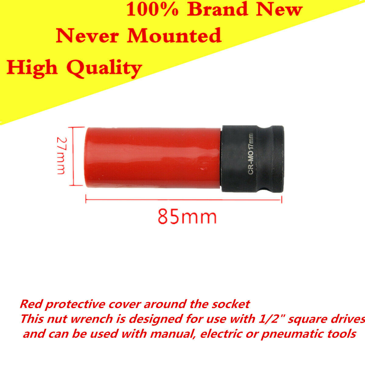 1PC Protective Lug Nut Socket for Mercedes + 1/2 Drive 17mm Convex Flower Head