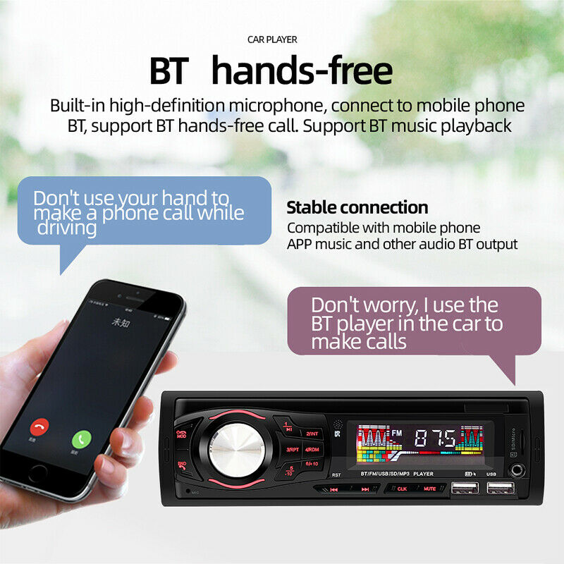 Single Din Car Stereo LCD Bluetooth Audio Multimedia MP3 USB FM Radio Receiver