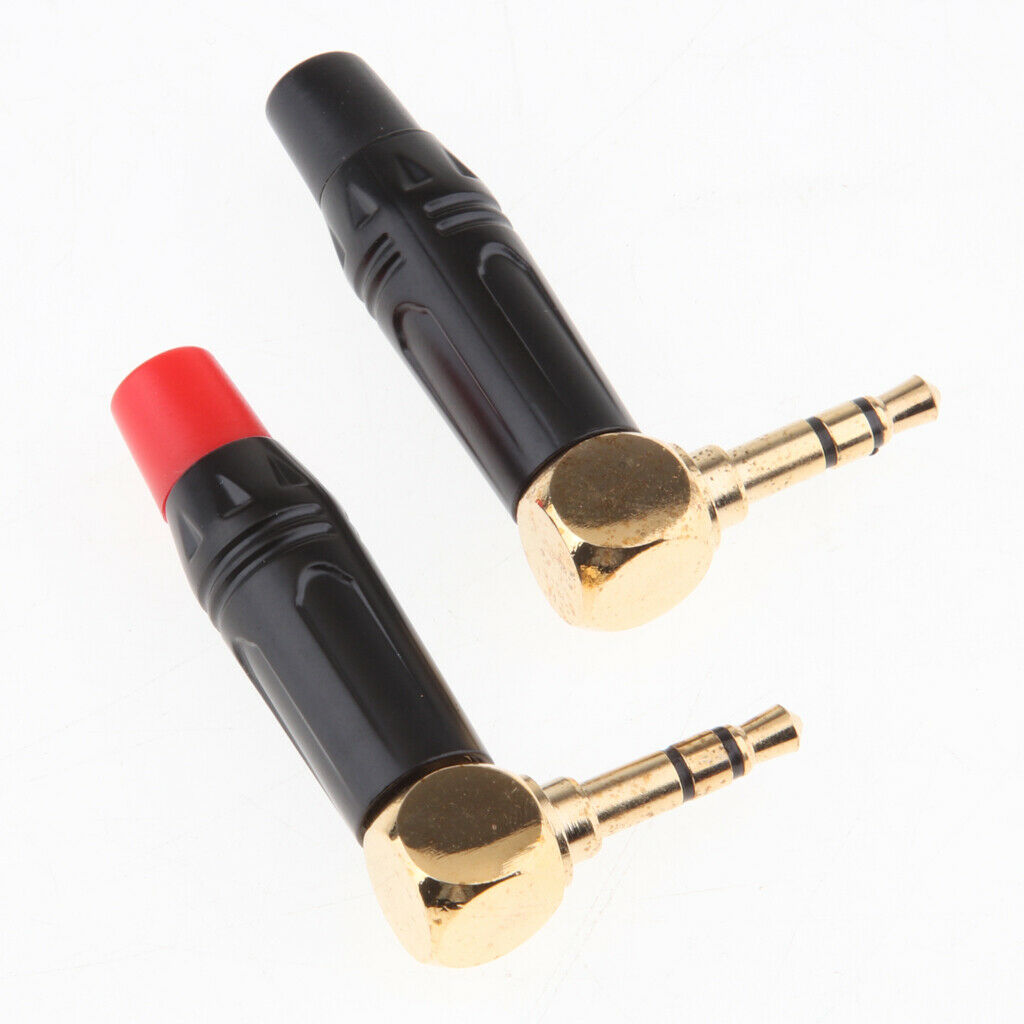 2x 90° 3.5mm 3Pole Male Repair Earphones Audio Solder   Plug Adapter