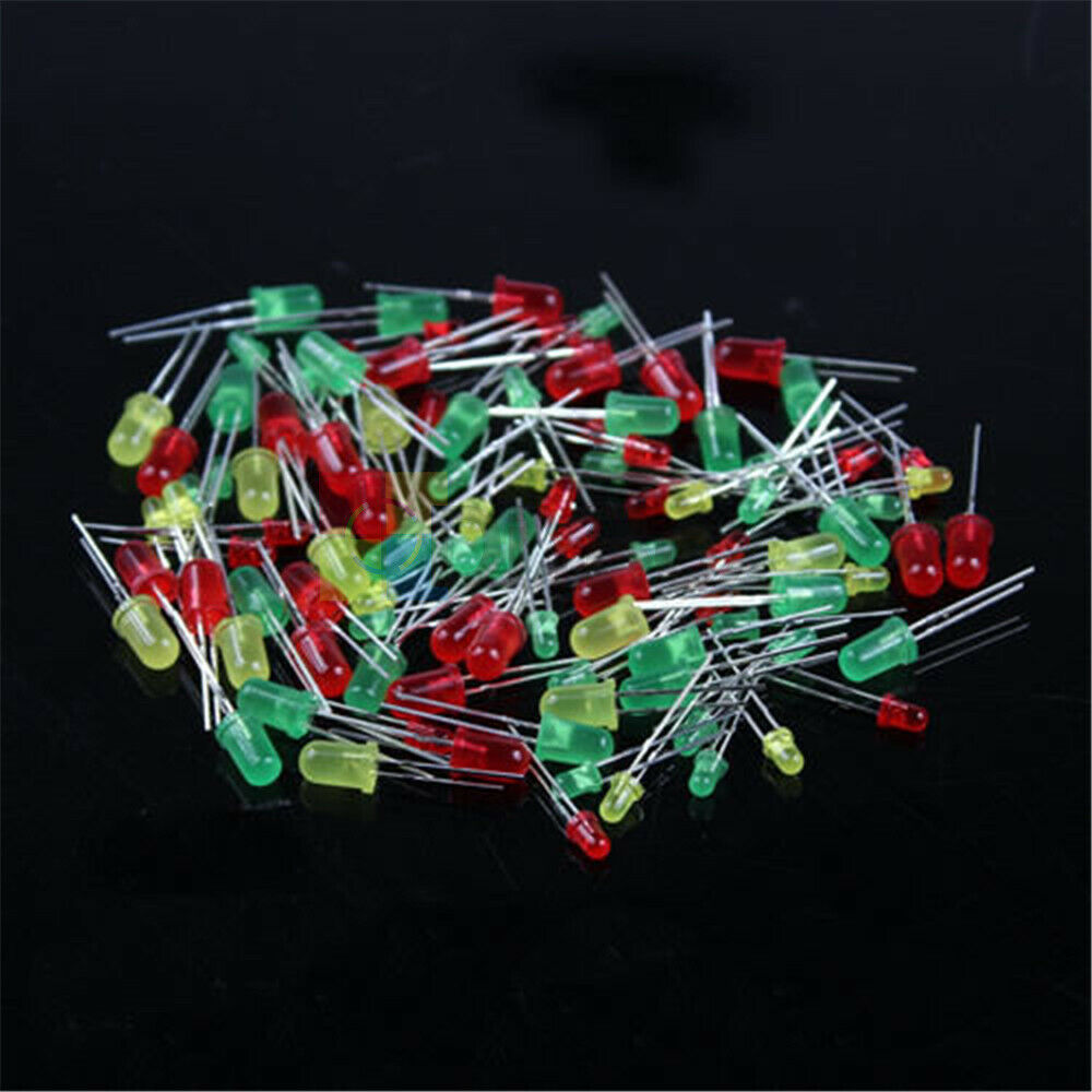 100PCS Round Head Light Emitting Diode LED 3mm 5mm Red Green Yellow Mix Color