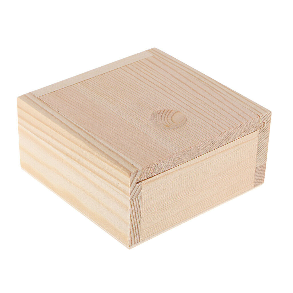 Unpainted Wood Tea Storage Box Wooden Case W/ Lid Office /Home Organizer