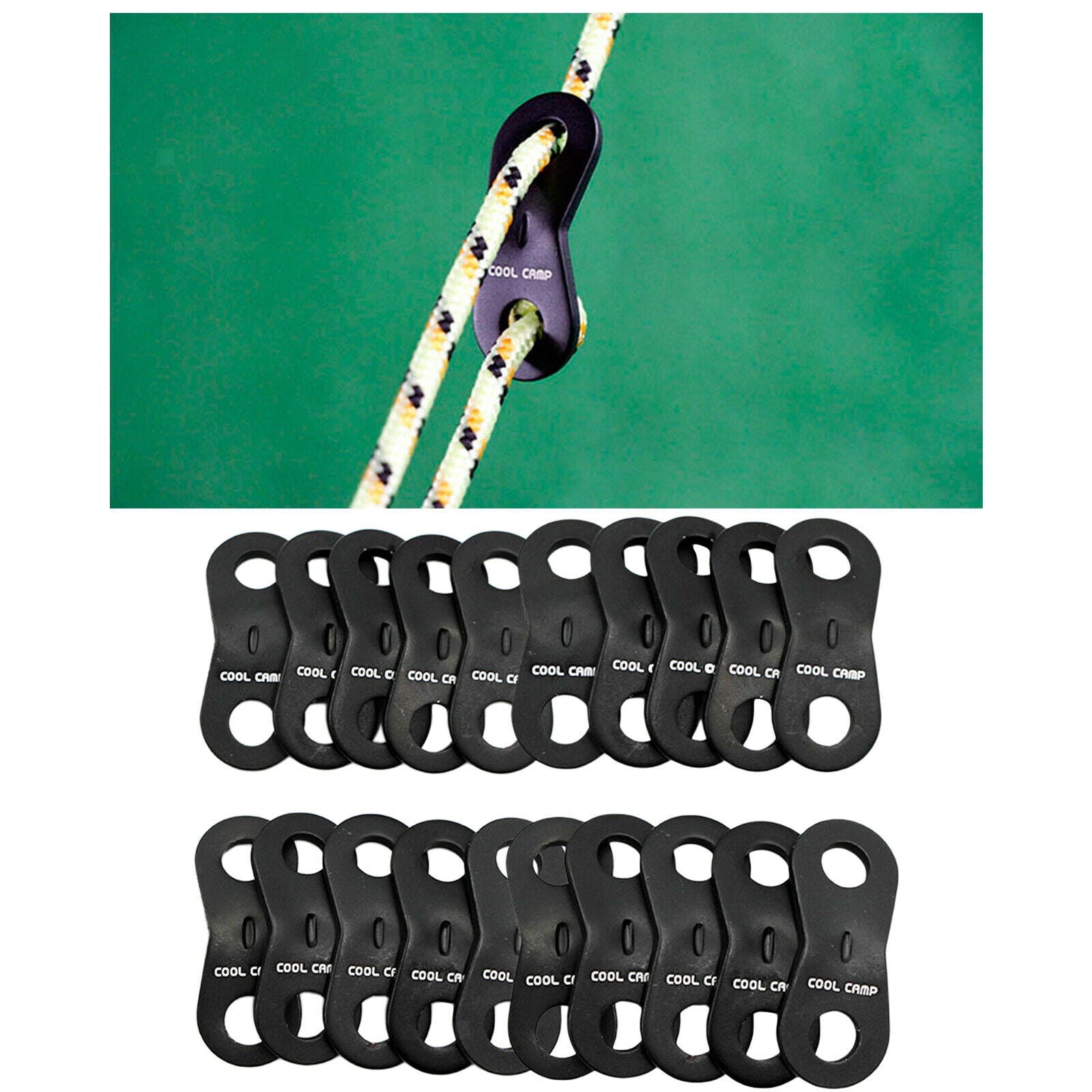 20pcs Guyline Cord Adjusters Wind Rope Buckle for Camping Hiking Outdoors