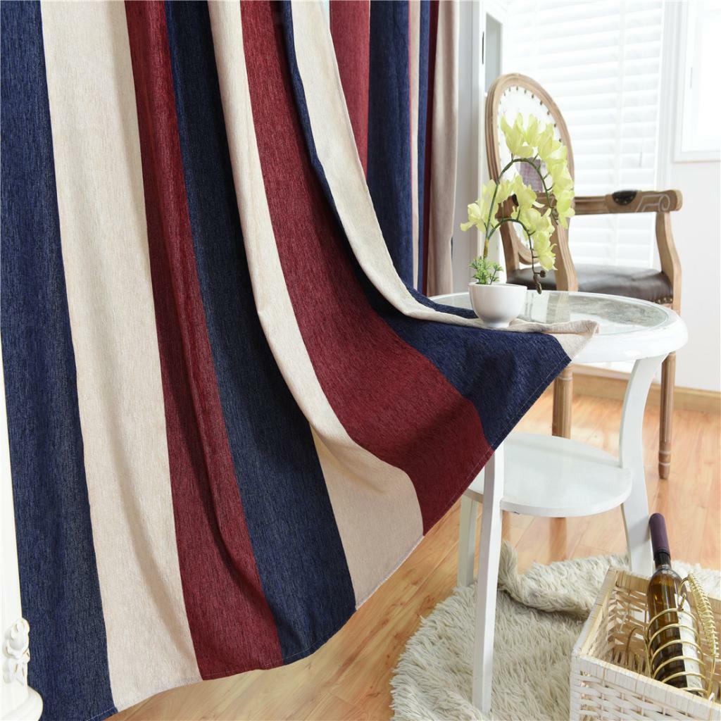 100x200cm Striped Eyelet Curtains Window Blackout Curtain Living Room Decor