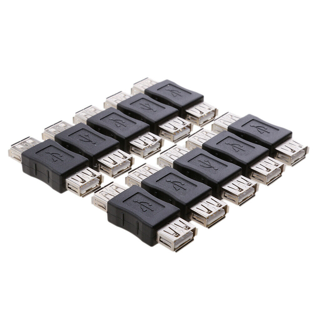 10 Pieces USB A Female to Female Adapter Coupler Changer Connectors Upgrade