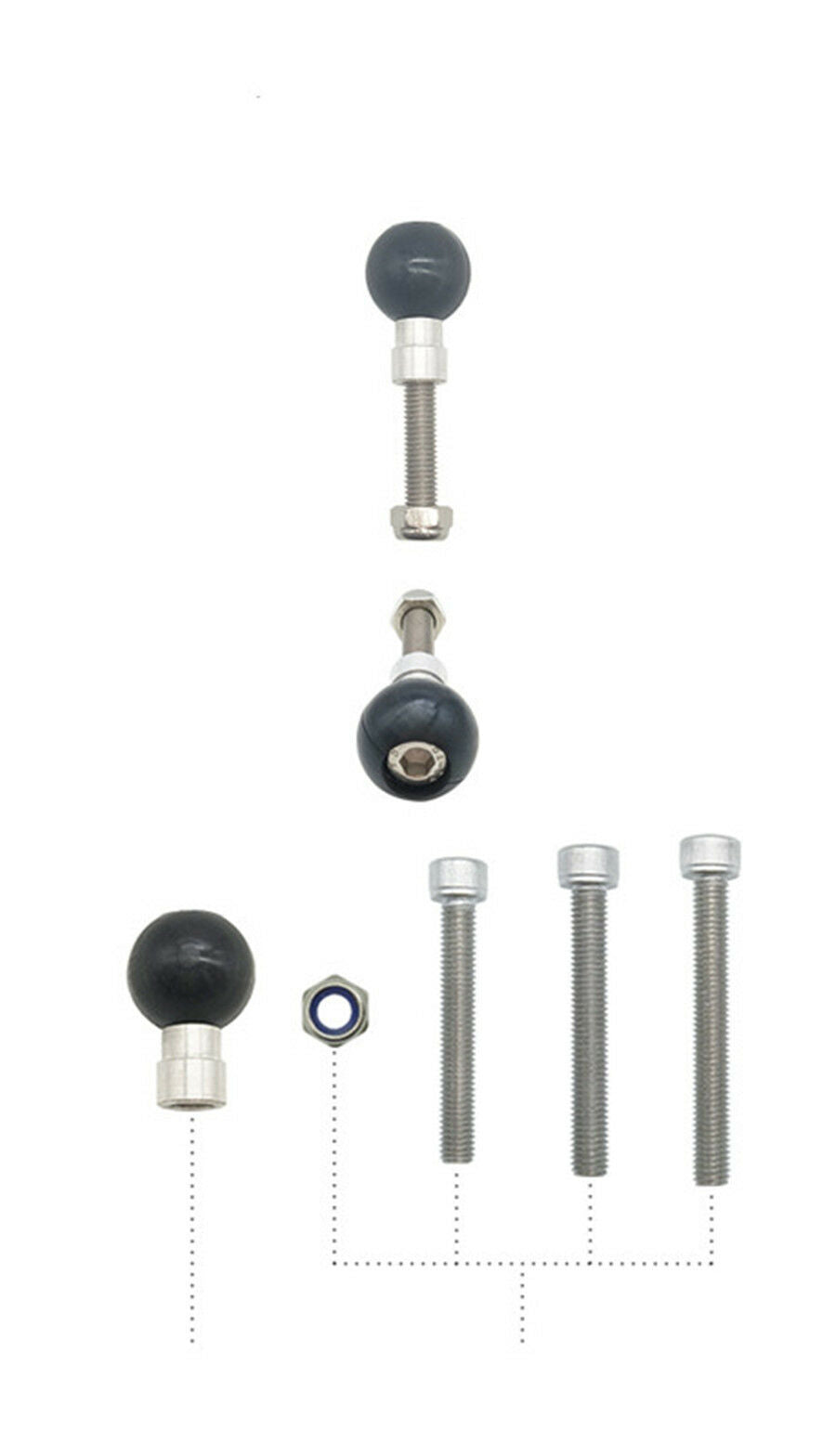Motorcycle Handlebar Clamp Base with M8 Screws 1" Rubber ball Dampen Vibration