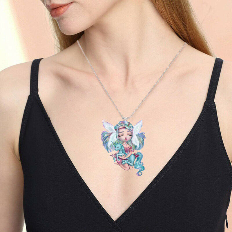 Angel Princess Crystal Peach Heart Necklace Engagement Love Anniversary G.l8