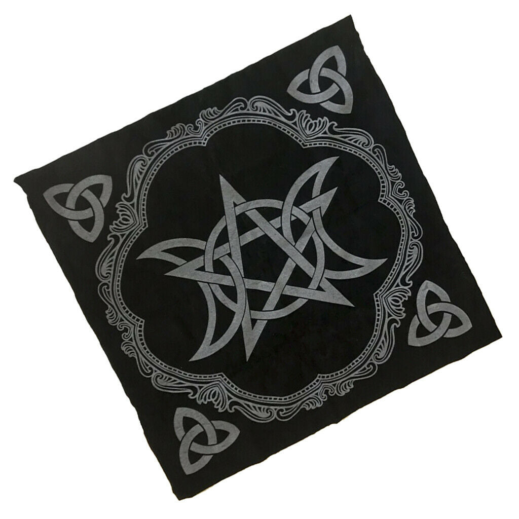 Altar Tarot Table Card Cloth Triple Moon Pentagram Velvet Tapestry 19.29in