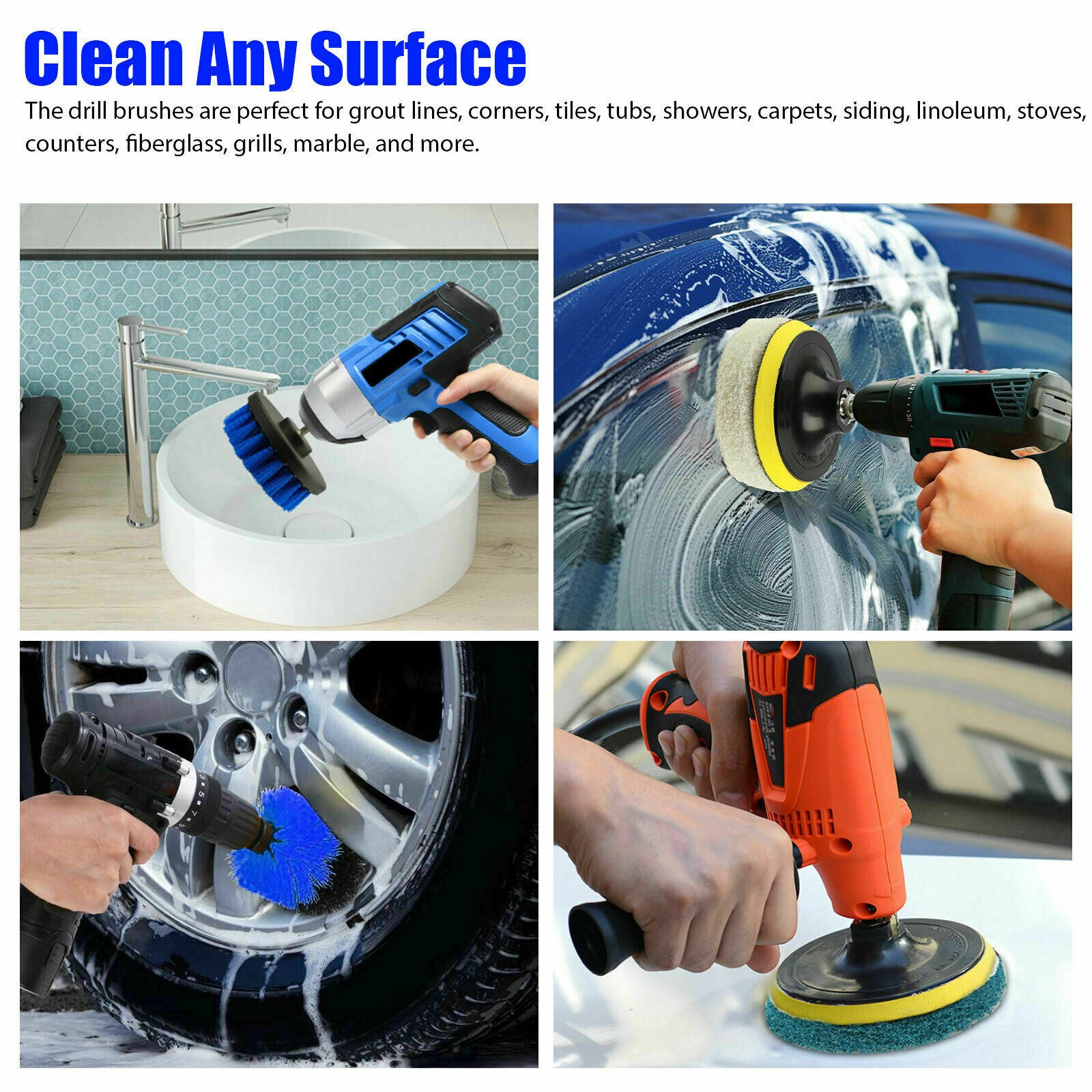 Drill Brush Power Brush Scrubber Cleaning Kit Attachments All Purpose Deep Clean