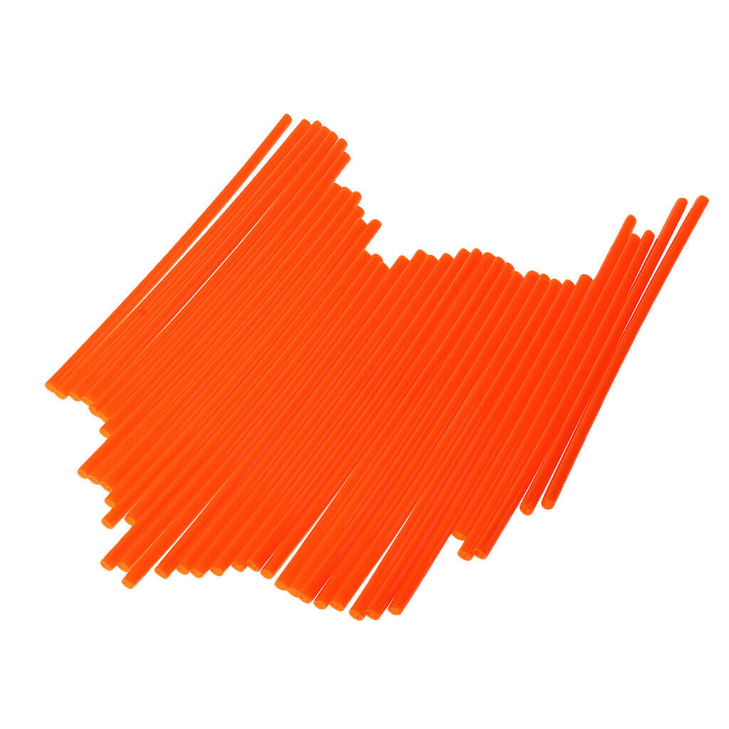 72Pcs Universal Motocross Wheel Rim Spoke Wraps Skins Cover Orange & White