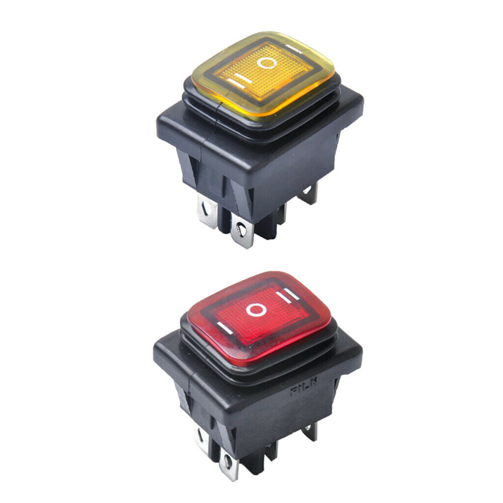 2 Pieces Red Yellow 6 Pin On-Off-On Car Boat Lighted Rocker Toggle Switch