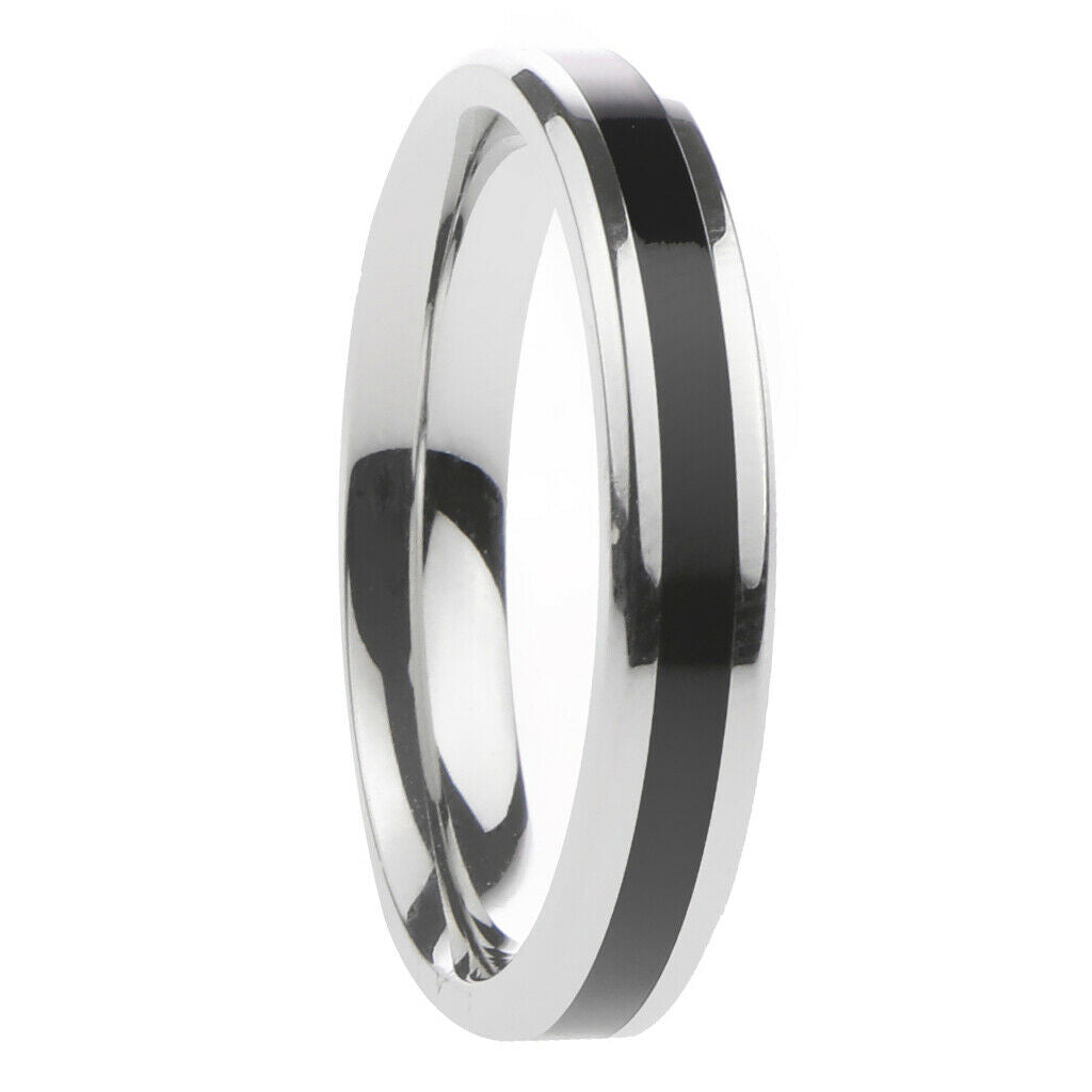 Fashion Titanium Stainless Steel Band Ring Jewelry for Women Black Size 7
