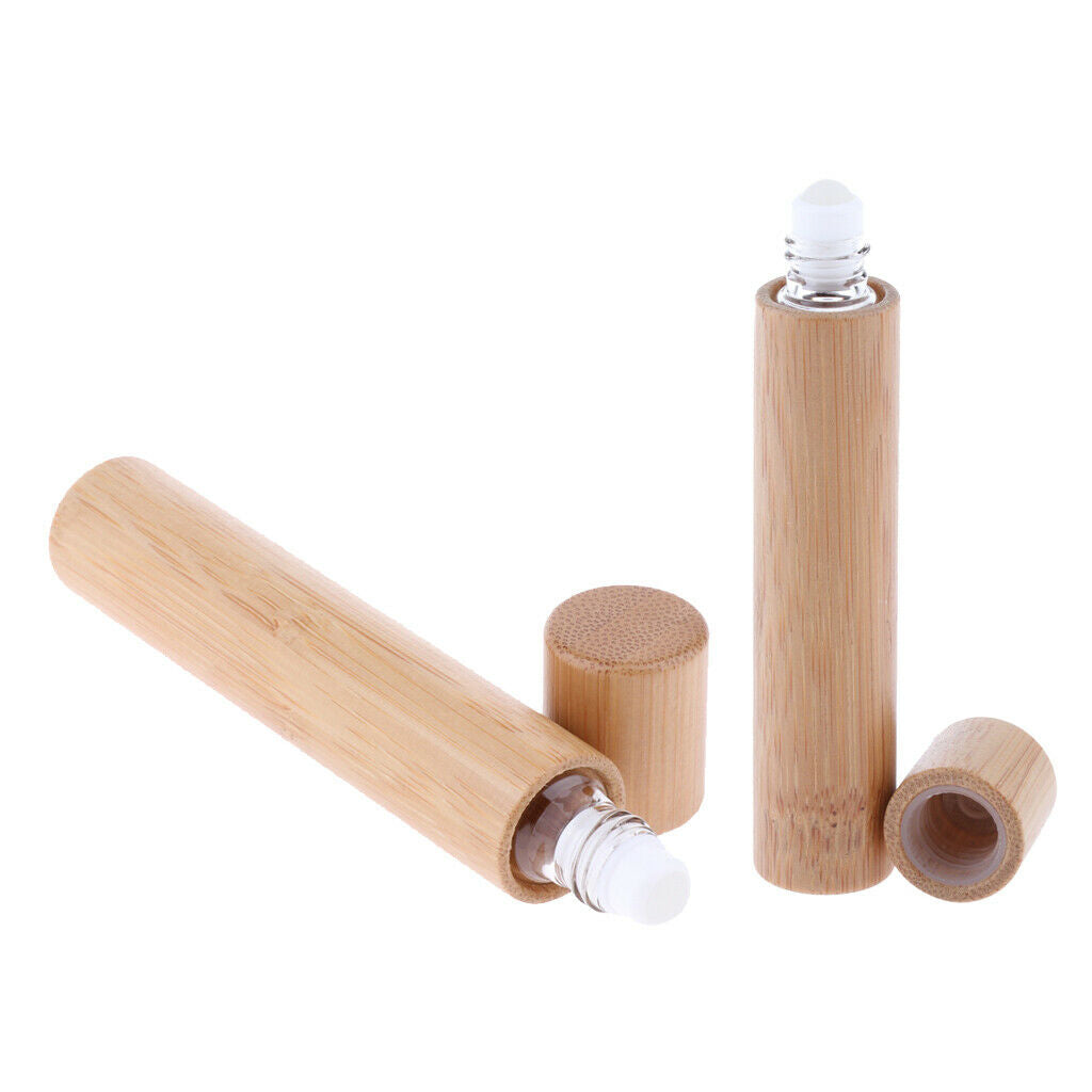 3pcs 10ml Bamboo Essential Oil Perfume Roller Ball Bottle / Refillable Pippette