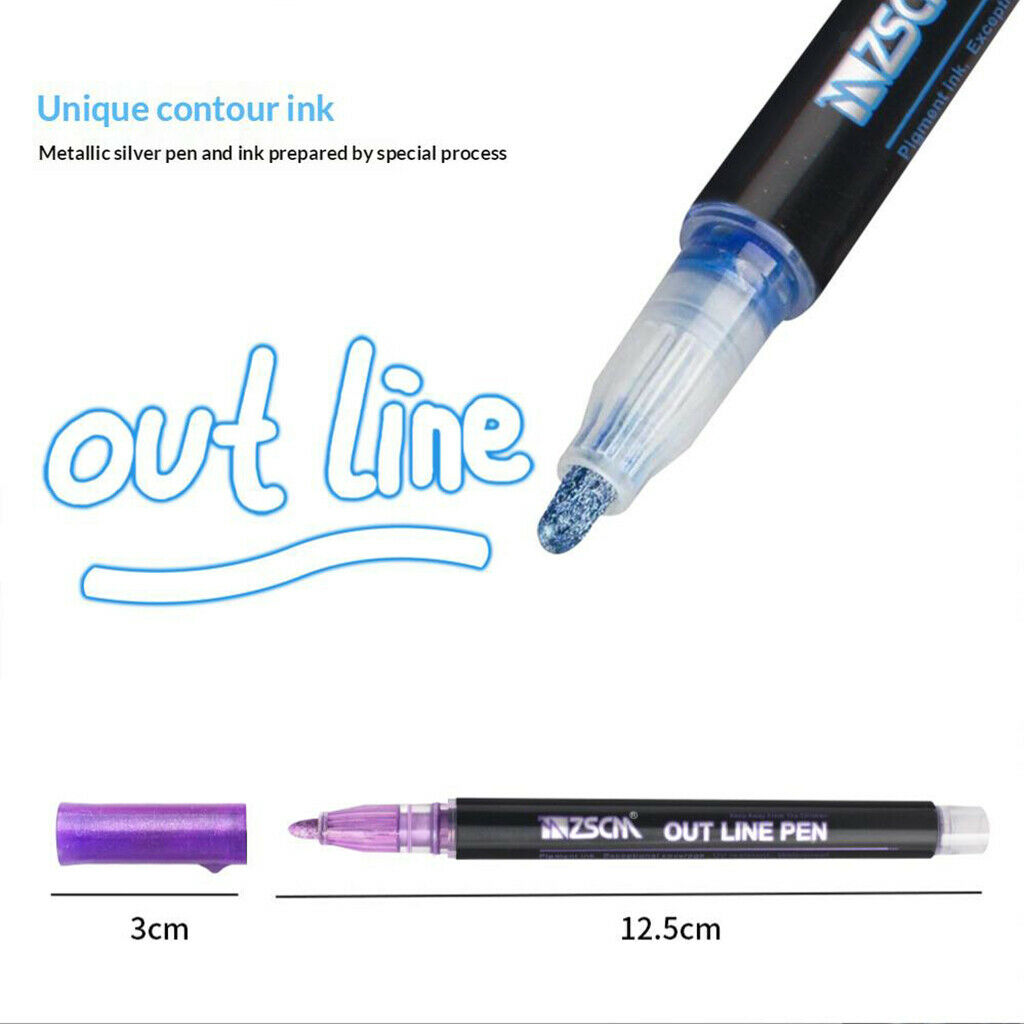Pens Double Line Metallic Markers 21 Colors Pens