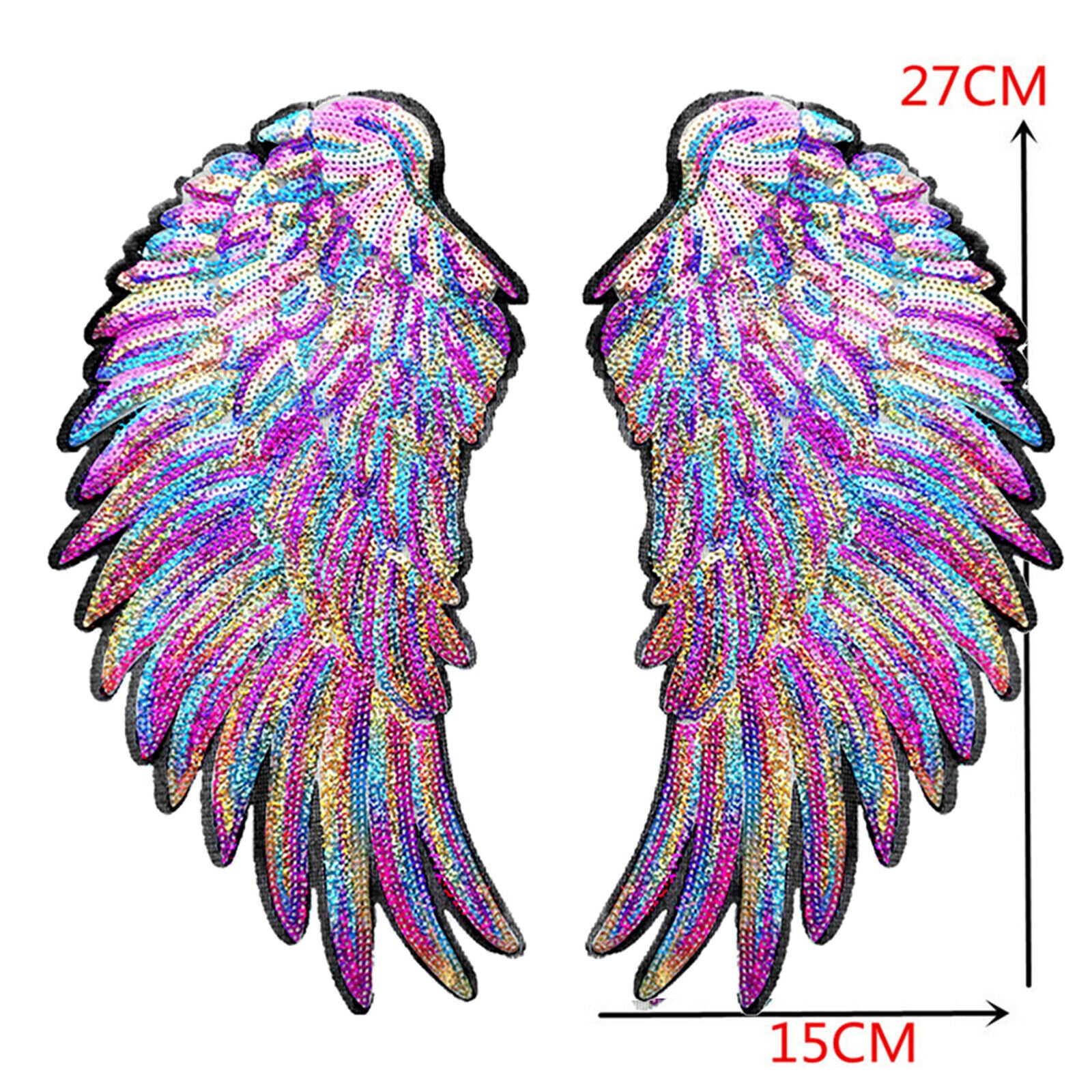 Rainbow Feather Sequin Sew Iron on Patches Badges Applique Craft Decor