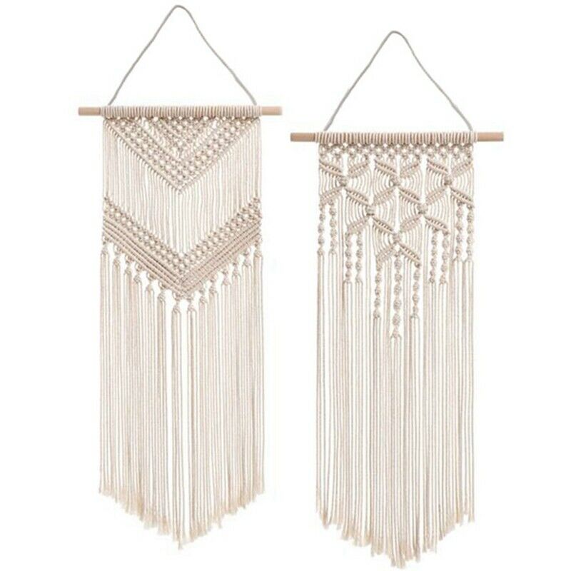 2 Pcs Macrame Wall Hanging Decor Woven Wall Art Macrame Tapestry Boho Style HoH8