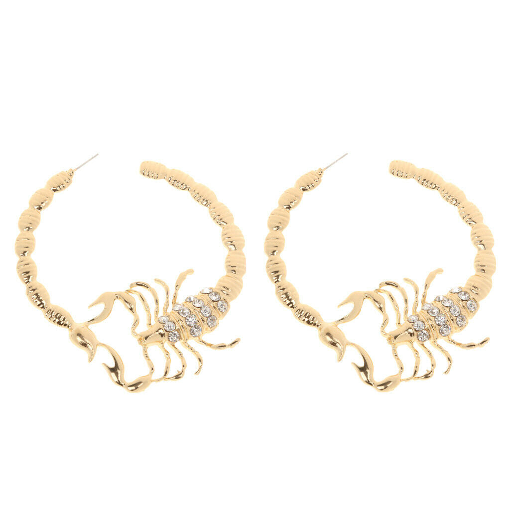 Fashion Women Huggie Scorpion Stripe Crystal Old School Bamboo Big Hiphop