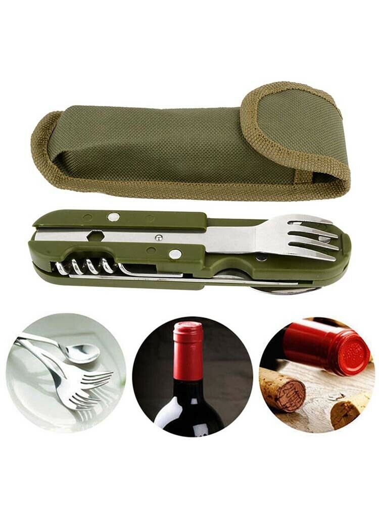 Outdoor Folding Tableware Spoon/Fork Multi Hiking Camping Utensil Reusable Set