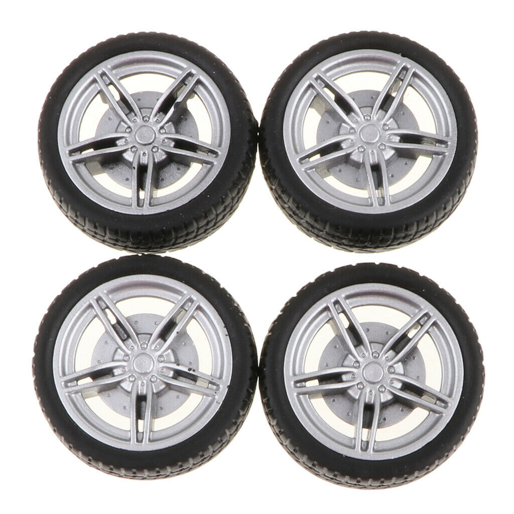 4 Pieces 1.57 Inch 5-Spoke RC Car Soft Rubber Tyres for RC Drift Car DIY
