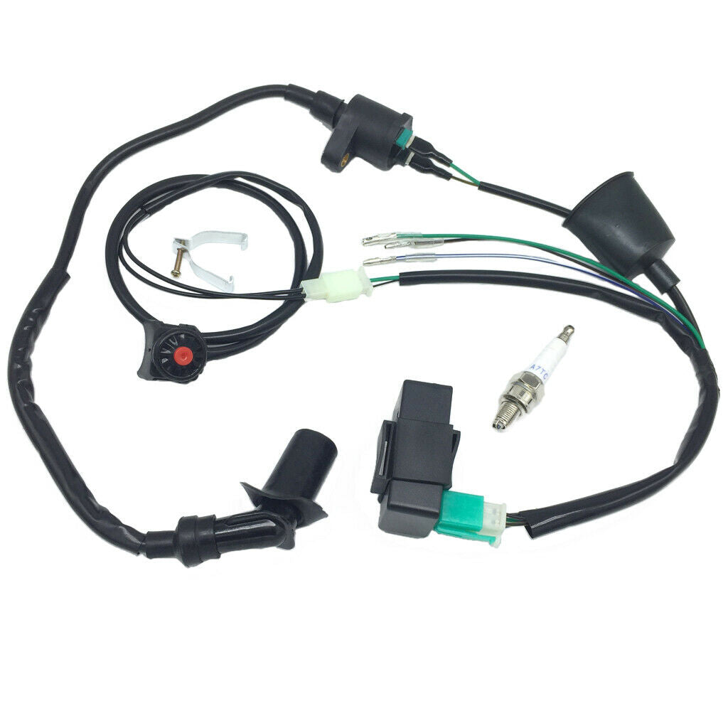 Wiring Loom Harness Kill Switch Ignition Coil CDI For 50-160cc Engine Dirt Bike