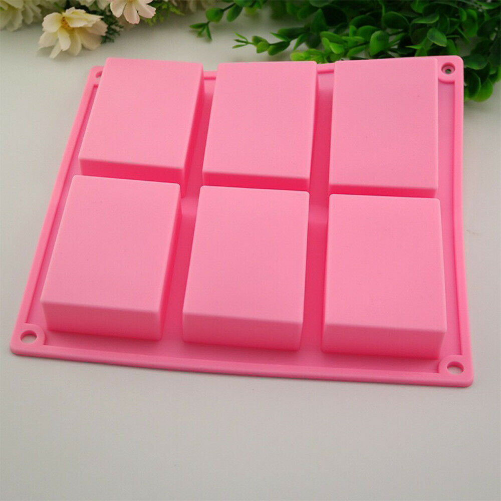 6-Cavity Rectangle Soap Mold Silicone Craft DIY Making Homemade Cake Mould