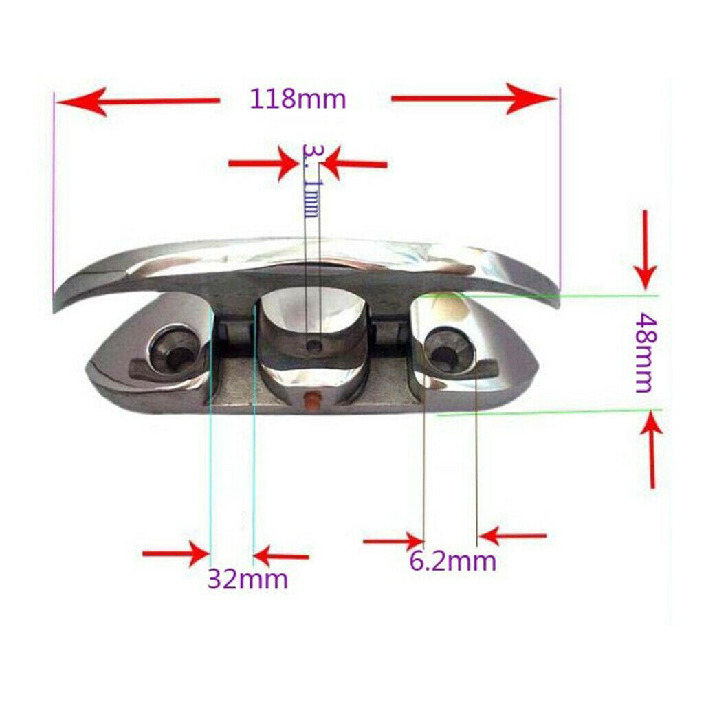Marine Boat Flip Up 5inch Folding Cleat, Dock Stainless Steel Fasteners