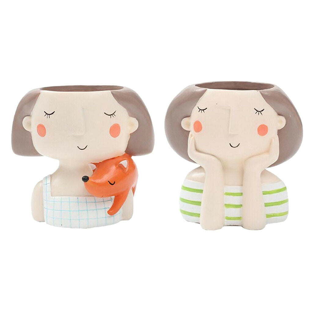 2Pcs Girls Plant Pot Small Succulent Display Flowerpot Outdoor Indoor Garden