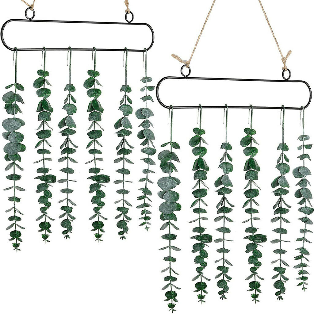 2Pcs Rustic Eucalyptus Leaves Wall Decor Greenery Boho Backdrop Decoration