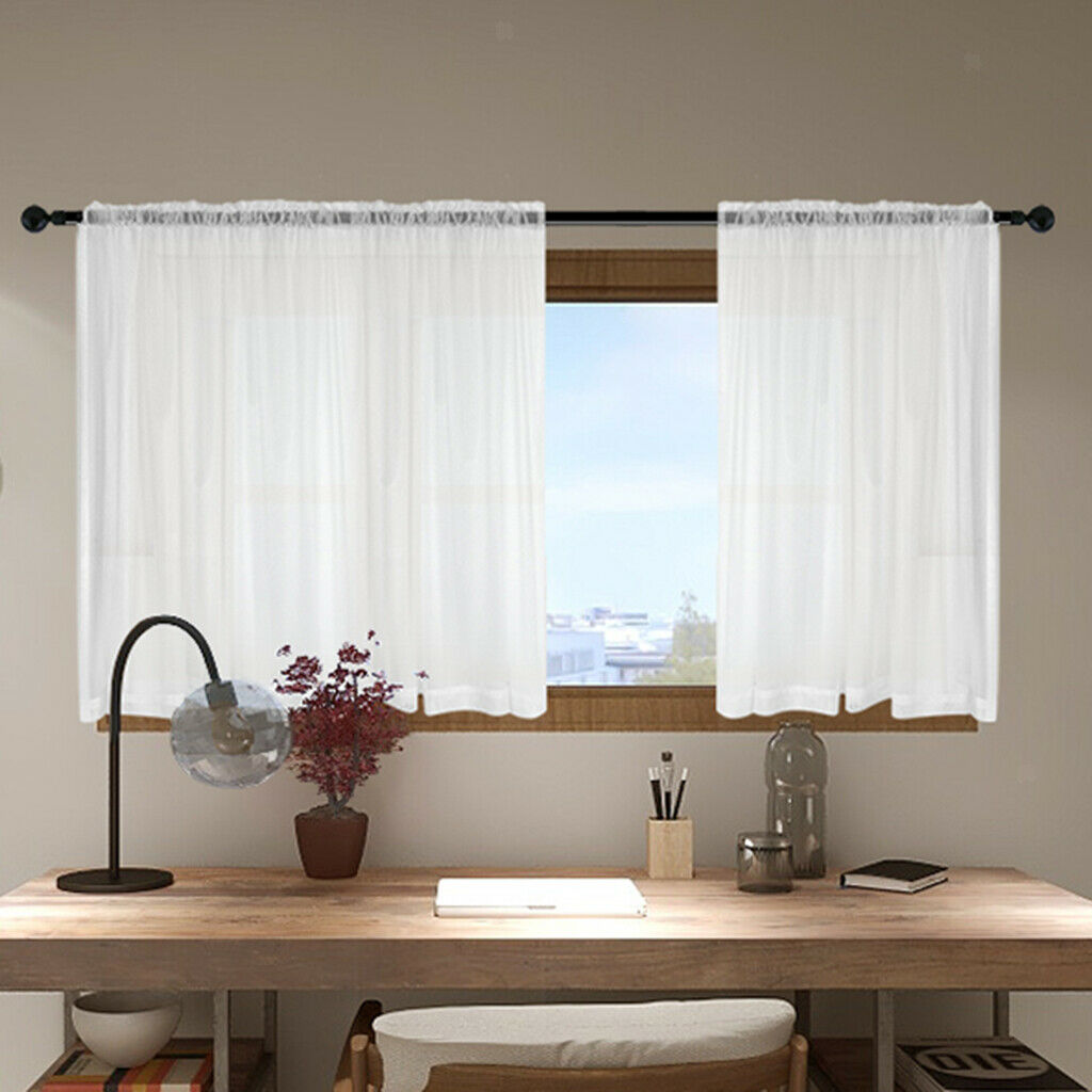 3-pack White Light Filtering Net Sheers Rod Pocket Window Curtain Panel