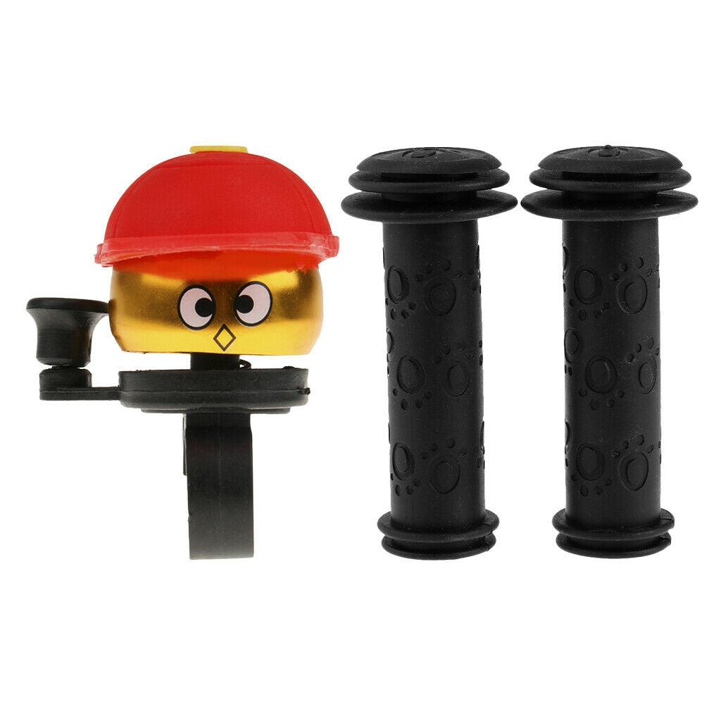 110mm Kids Bike Handlebar Grips Rubber Handle Grips Protector & Ring Bell