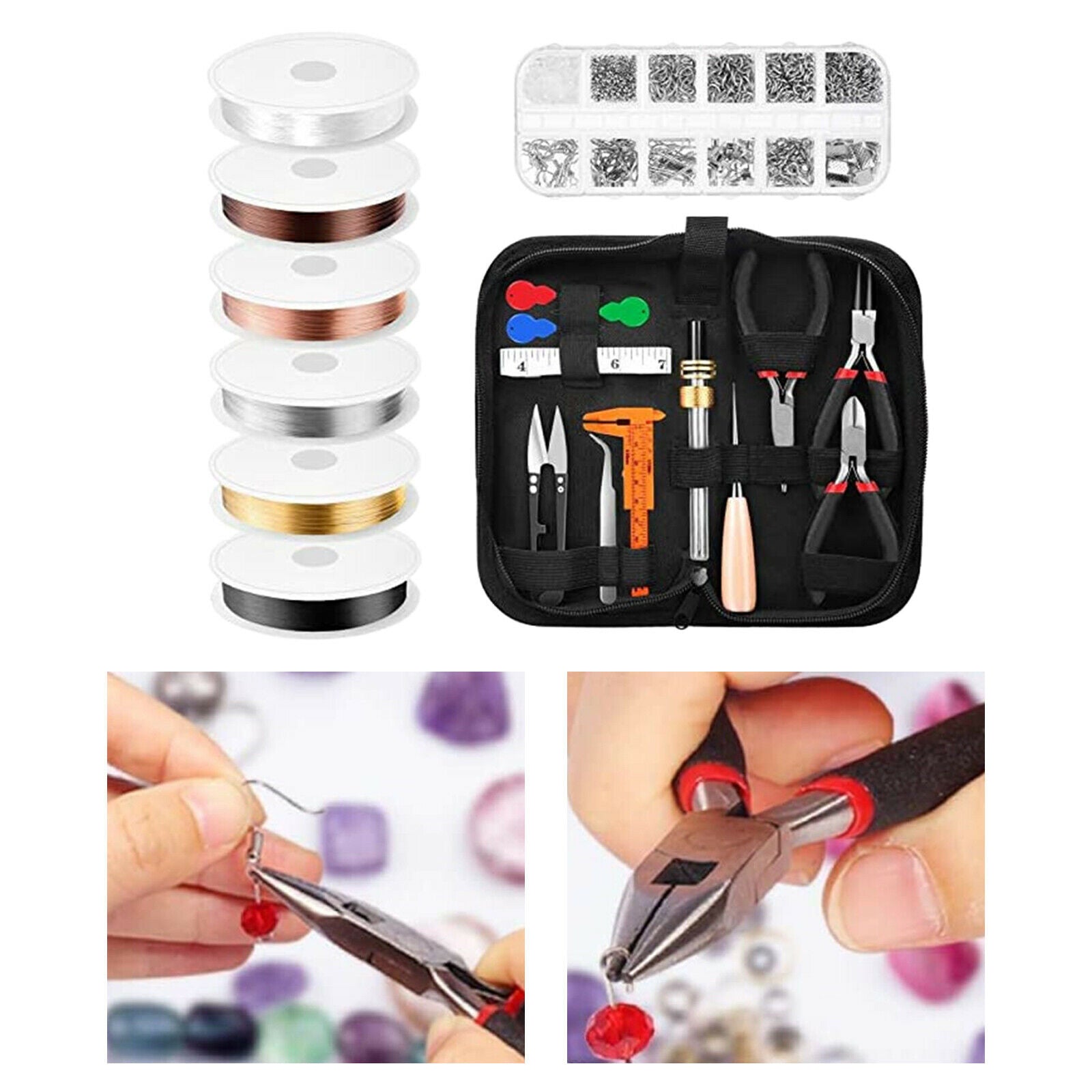 Jewelry Making Tools Kit with Pliers Jewelry Crafting Lot with Storage Case