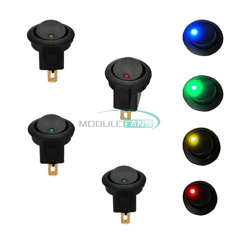 20PCS 12V 3Pin 4 Colors Rocker Car Boat Dot LED Light Switch ON/OFF