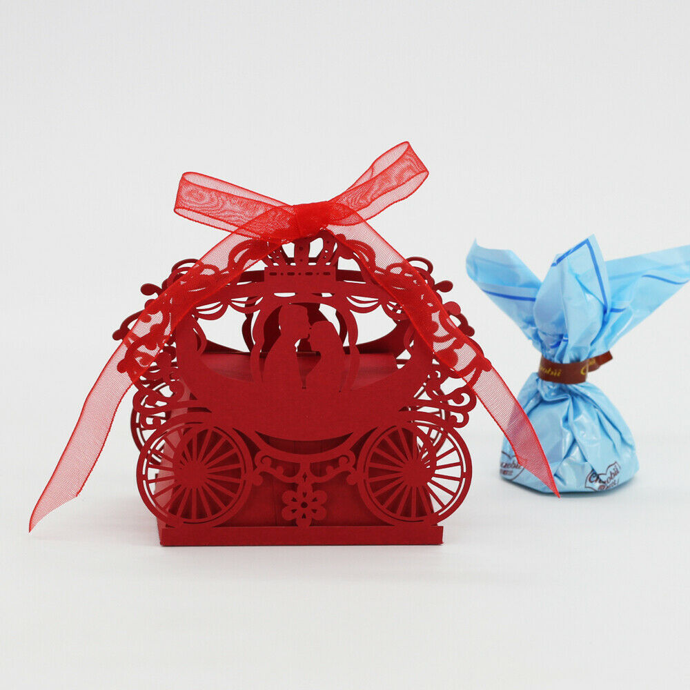 20pcs Pumpkin Car Gift Candy Boxes w/ Ribbon Wedding Party Favor Red