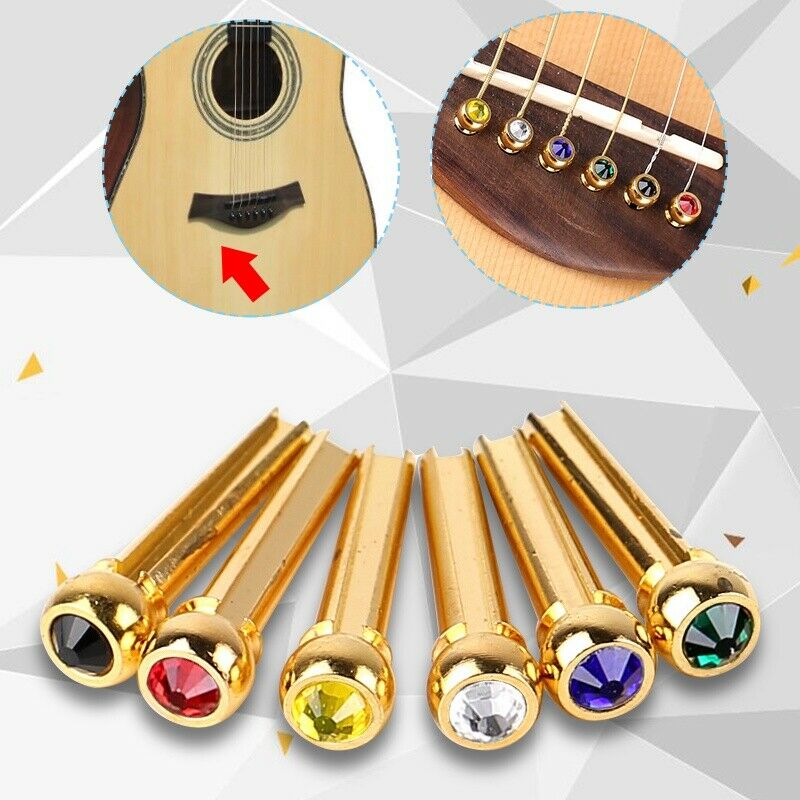 Abalone Ebony Guitar Bridge Bone Pins Set For Acoustic Guitar String Pegs x6