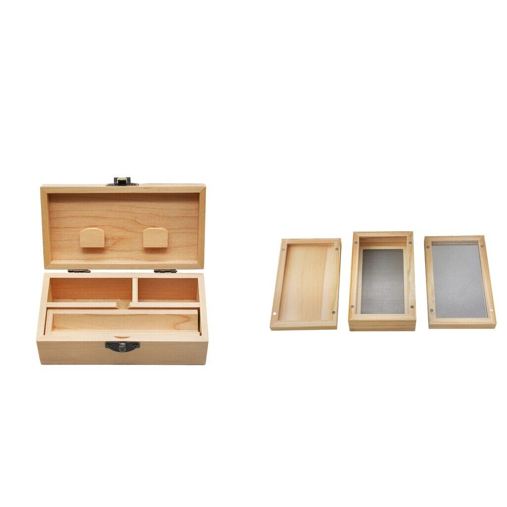 2x Portable Wood Storage Hand Rolling Tray Cigarette Stash Box Container A+D