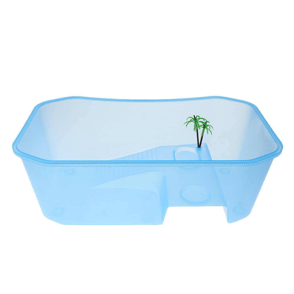 Blue Reptile Turtle Tank Vivarium Feeding Box With E27 Base Basking Lamp Holder