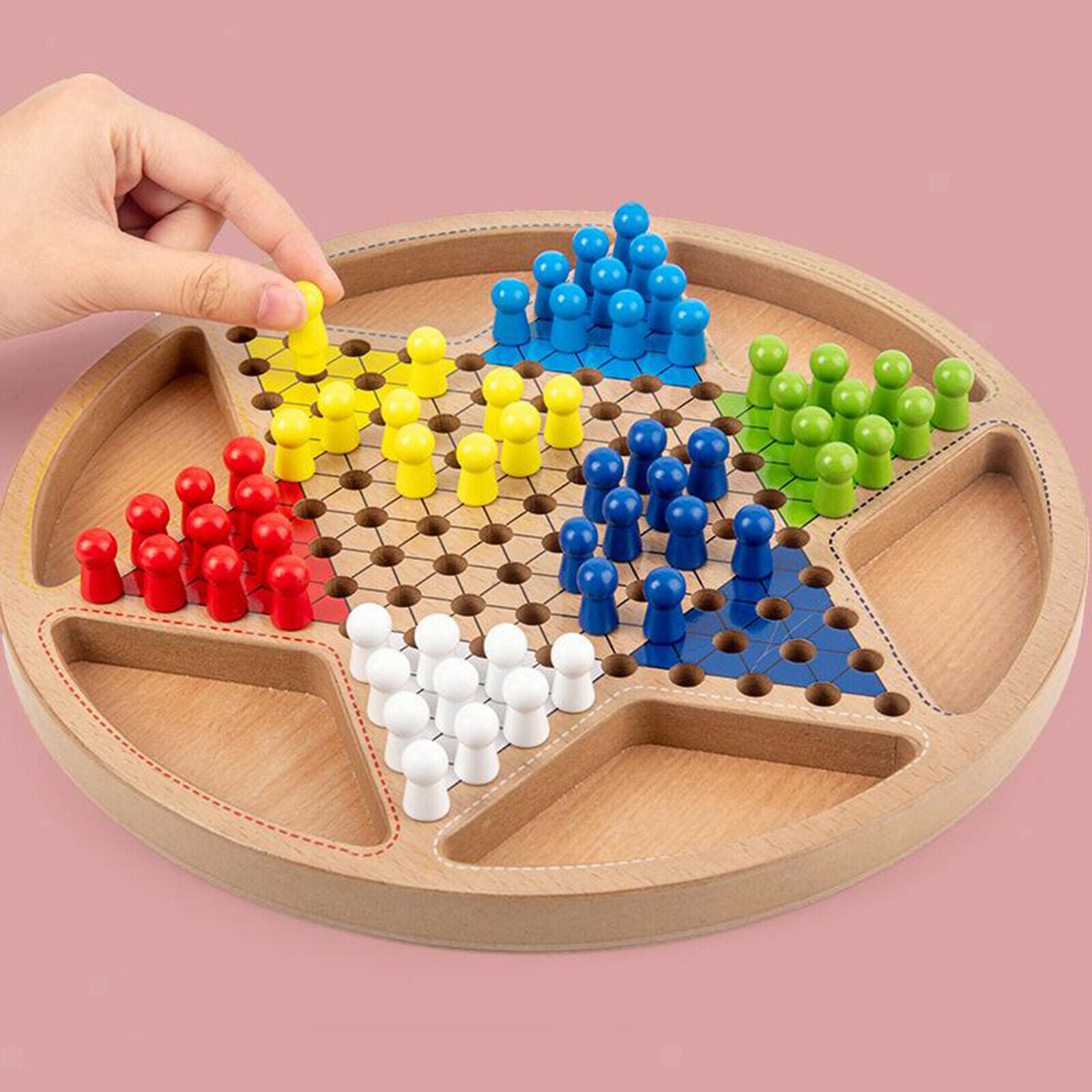 2 in 1 Halma Chinese Checkers Educational in 6 Colors for Adults Style1