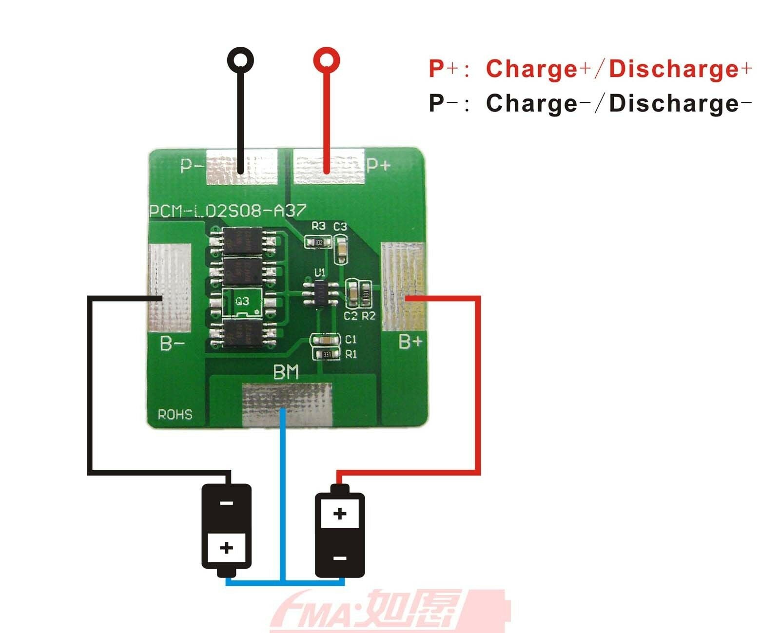 2S2P 18650 7.4V Li-on Battery Protection Circuit Module PCM to Bike light A37 US