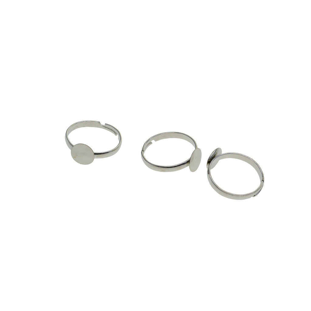 100x DIY Ring Blank 8mm Base Tray for Women Chic Finger Rings DIY Blanks