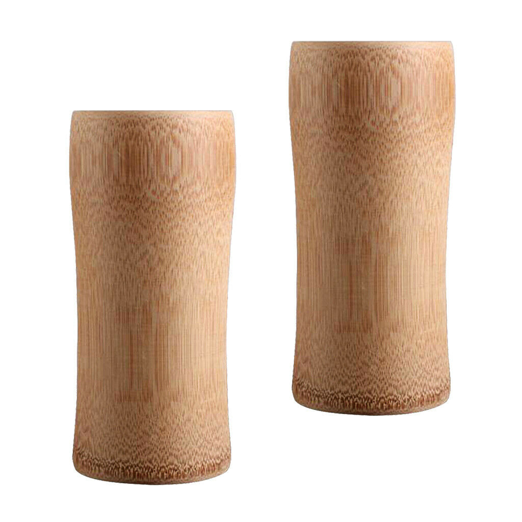 2 Pieces Solid Bamboo Wooden Drinking Mug Coffee Tea Wine Beer Cup Glass