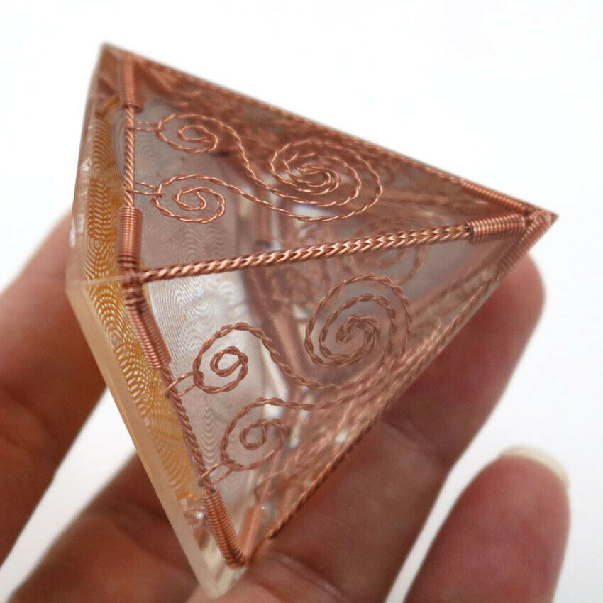 Orgone Energy Generator Healing Reiki Pyramid Copper Coil Home Office Ornament